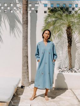 Auruhfy - Marine Bliss Embroidered Dress