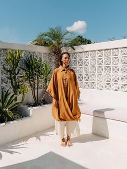 Auruhfy - Rustic Amore Embroidered Collar Neck Tunic