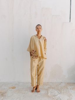 Auruhfy - Solara Embroidered Top and Pant (Set of 2)