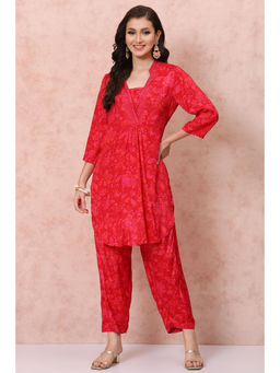 Rangriti - Pink Viscose Printed Kurta With Palazzo (Set of 2)