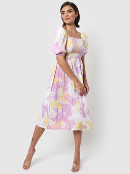 PINACOLADA - Multicolour Tie-dye Slim Fit Midi Dress