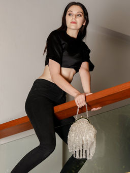 Odette - Silver Embellished Clutch