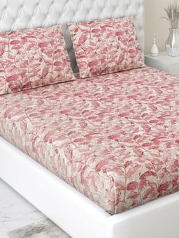 Haus & Kinder - 100% Cotton Fitted King Bedsheet Leafy Oasis with 2 Pillow Cover