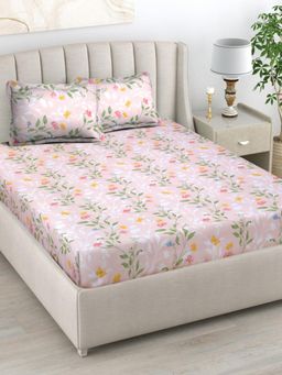 Haus & Kinder - 100% Cotton Fitted Bedsheet Blush Vineyard with 2 Pillow Cover