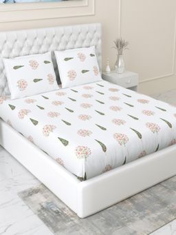 Haus & Kinder - 100% Cotton Fitted King Bedsheet Tree of Life with 2 Pillow Cover