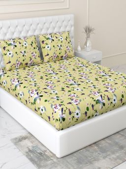 Haus & Kinder - 100% Cotton Fitted King Bedsheet Bold Floral with 2 Pillow Cover