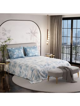 Stoa Paris - French Bloom 100% Cotton Snow Flower Super King Bed Sheet with 2 Pillow Cover