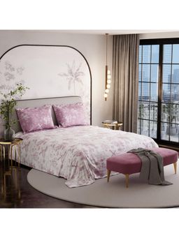 Stoa Paris - French Bloom 100% Cotton Sateen Blush wood Super King Bed Sheet with 2 Pillow Cover