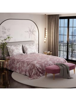 Stoa Paris - French Bloom 100% Cotton Sateen Ember Leaf Super King Bed Sheet with 2 Pillow Cover