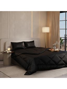 Stoa Paris - Date Night Midnight Black Bed In A Bag Double Bedsheet, Comforter with 2 Pillow Cover