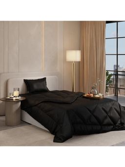 Stoa Paris - Date Night Midnight Black Bed In A Bag Single Bedsheet, Comforter with 1 Pillow Cover
