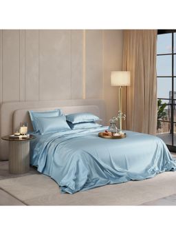 Stoa Paris - Super Super King Size Bedsheet with 4 Pillow Covers, Date Night - Dreamy Blue