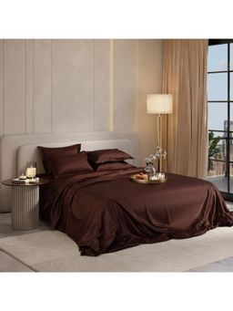 Stoa Paris - Super Super King Size Bedsheet with 4 Pillow Covers, Date Night - Hot Chocolate