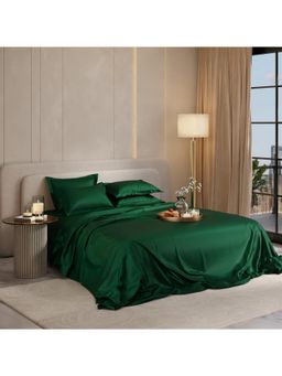 Stoa Paris - Super Super King Size Bedsheet with 4 Pillow Covers, Date Night Collection - Emerald Green