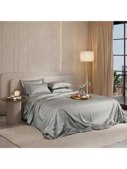 Stoa Paris - Super Super King Size Bedsheet with 4 Pillow Covers, Date Night - Harbour Mist Grey