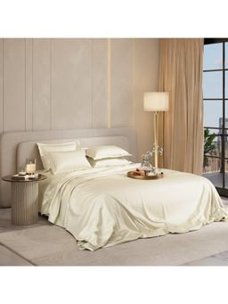 Stoa Paris - Super King Size Bedsheet with 4 Pillow Covers, Date Night - Charming Ivory