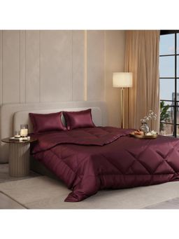 Stoa Paris - Date Night Velvet Wine Bed In A Bag Double Bedsheet, Comforter with 2 Pillow Cover