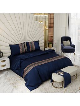 Stoa Paris - Comforter for Double Bed, Versailles - Navy Blue with 2 Pillow Cover