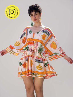 Essgee - Cream El Ojo Printed Kaftan