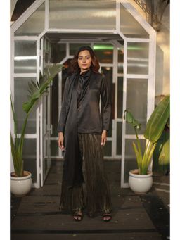 Echke - Shawl Feature Top with Pleated Pants Co-Ord (Set of 2)