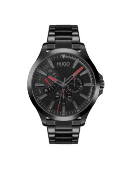 Hugo - Leap Multifunction Black Round Dial Men Watch - 1530175 (M)