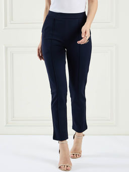 Magre - Flex Fit Straight Fit Crop Blue Pant