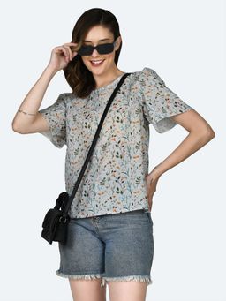 Zink London - Women Grey Printed Top