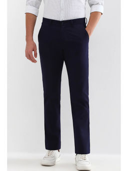 Allen Solly - Men Navy Blue Regular Fit Solid Casual Trouser