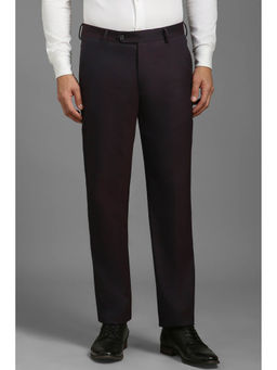 Louis Philippe - Men Brown Slim Fit Solid Flat Front Formal Trouser