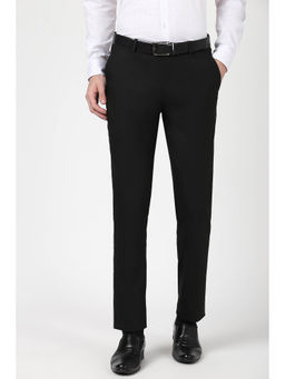 Peter England - Men Black Solid Slim Fit Trouser