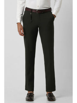 Van Heusen - Men Olive Solid Slim Fit Trouser