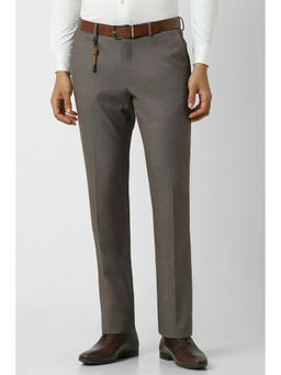 Van Heusen - Men Grey Textured Slim Fit Trouser