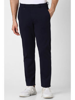 Van Heusen - Men Navy Blue Solid Slim Fit Trouser
