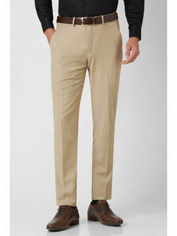 Van Heusen - Men Beige Textured Slim Fit Trouser