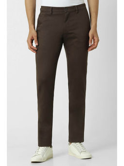 Van Heusen - Men Brown Textured Slim Fit Trouser