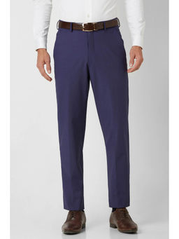 Van Heusen - Men Navy Blue Solid Regular Fit Trouser