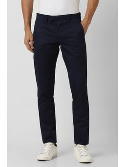 Van Heusen - Men Navy Blue Solid Slim Fit Trouser