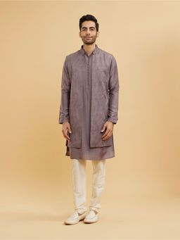 Twamev - Soft Purple Paisley Patterned Kurta With Jacket & Pant For Men
