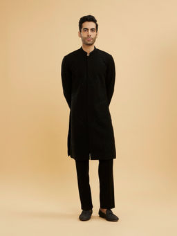 Twamev - Ebony Black Kurta With Pant With Cut dana Work For Men