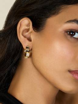 Isharya - White Squares Hoops Earrings