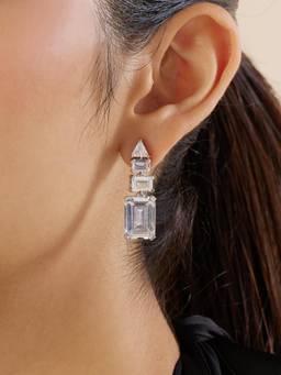 Isharya - White Regalia Diamante Botox Danglers Earrings