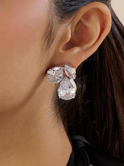 Isharya - White Trilogy Diamante Botox Studs Earrings