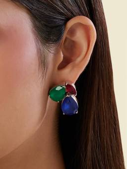 Isharya - Multi-Colour Trilogy Botox Statement Studs Earrings
