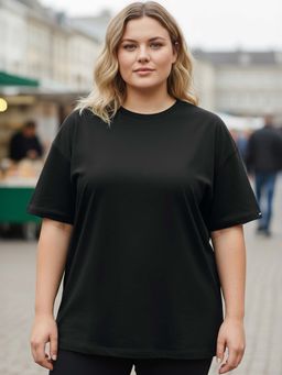 Bewakoof - Women's Black Plus Size Oversized T-shirt