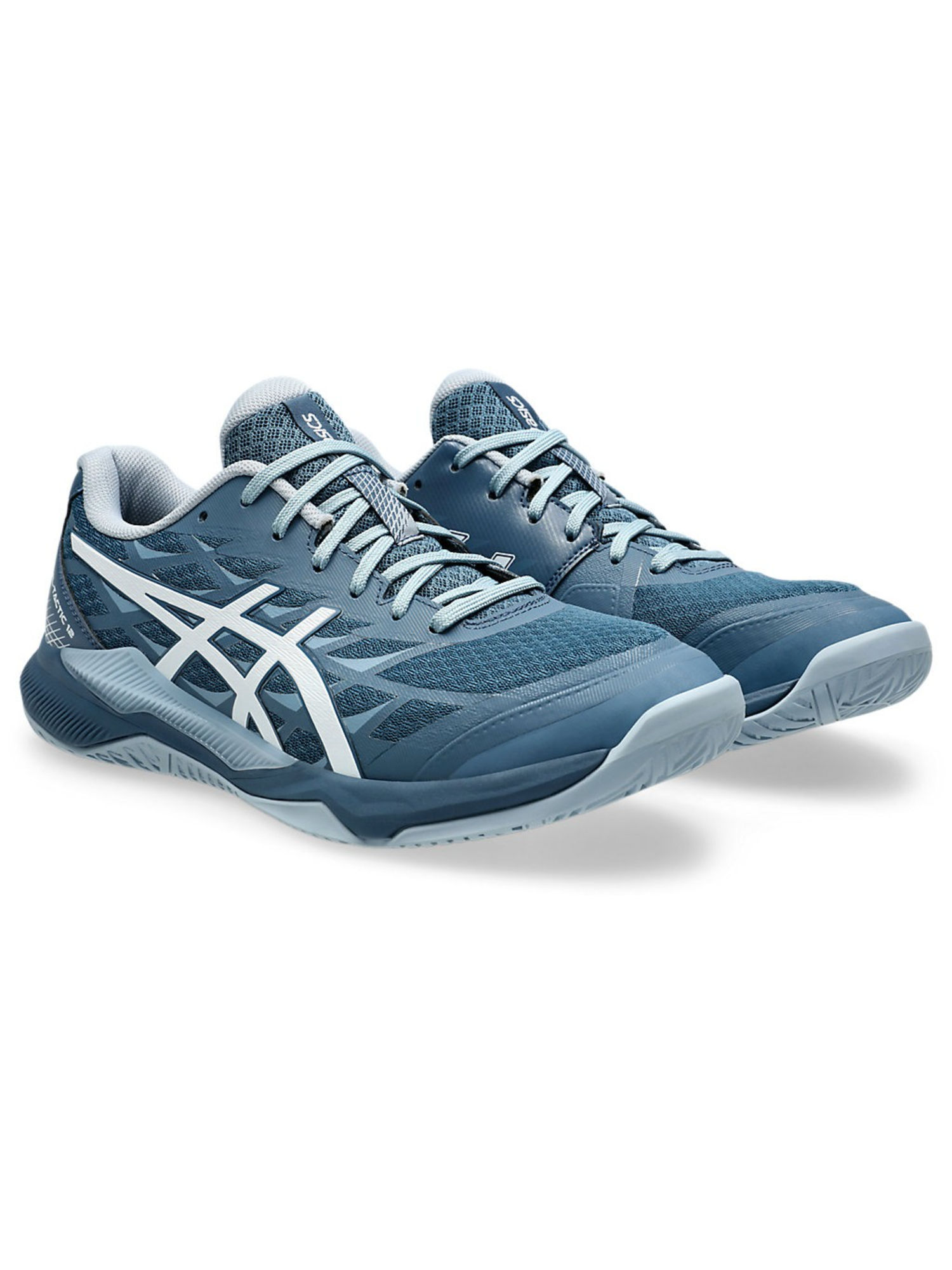 Buy ASICS Men Gel-Tactic 12 Vintage Blue White Badminton Shoes (UK