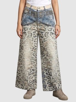 Global Republic - Grey Animal Print Loose Fit Jeans