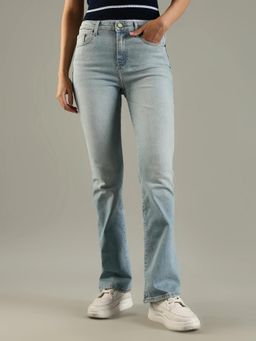 Tommy Hilfiger - Blue Solid Plain Bootcut Fit Jeans