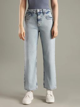 Tommy Hilfiger - Blue Solid Plain Straight Fit Jeans