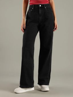 Tommy Hilfiger - Black Solid Plain Straight Fit Jeans