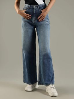 Tommy Hilfiger - Blue Solid Plain Wide Fit Jeans